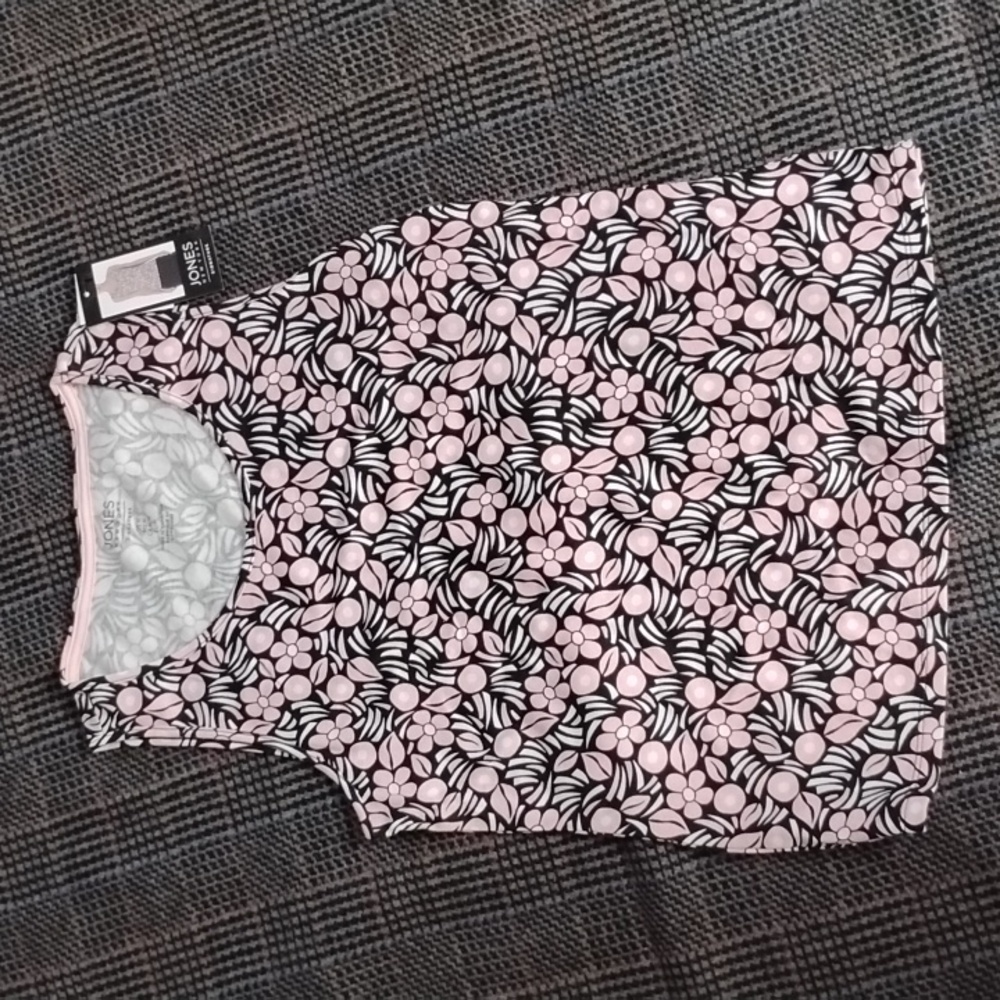 Jones New York Pink and Black Floral Tank